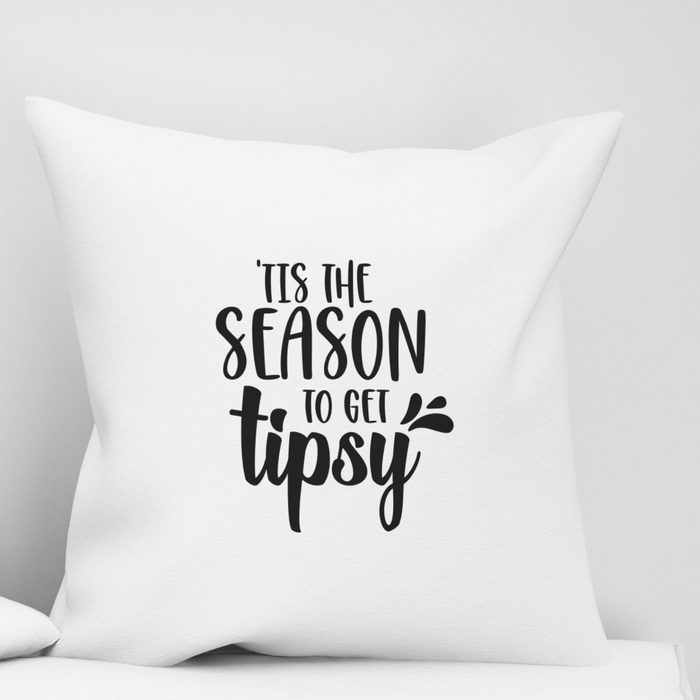 Season to Get Tipsy Sarcastic Christmas Pillow | Funny Christmas Throw Pillow Cover | Holiday Pillowcase for Wine Lovers Decor Gift