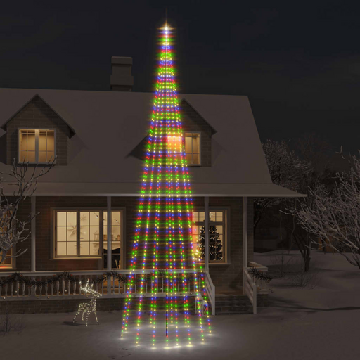vidaXL Christmas Tree Light on Flagpole Colorful 1134 LEDs 315"